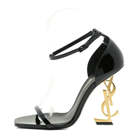 SAINT LAURENT Patent Calfskin Opyum 110 Sandals 36.5